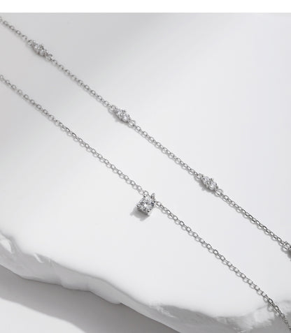 Sterling silver double layer moissanite necklace