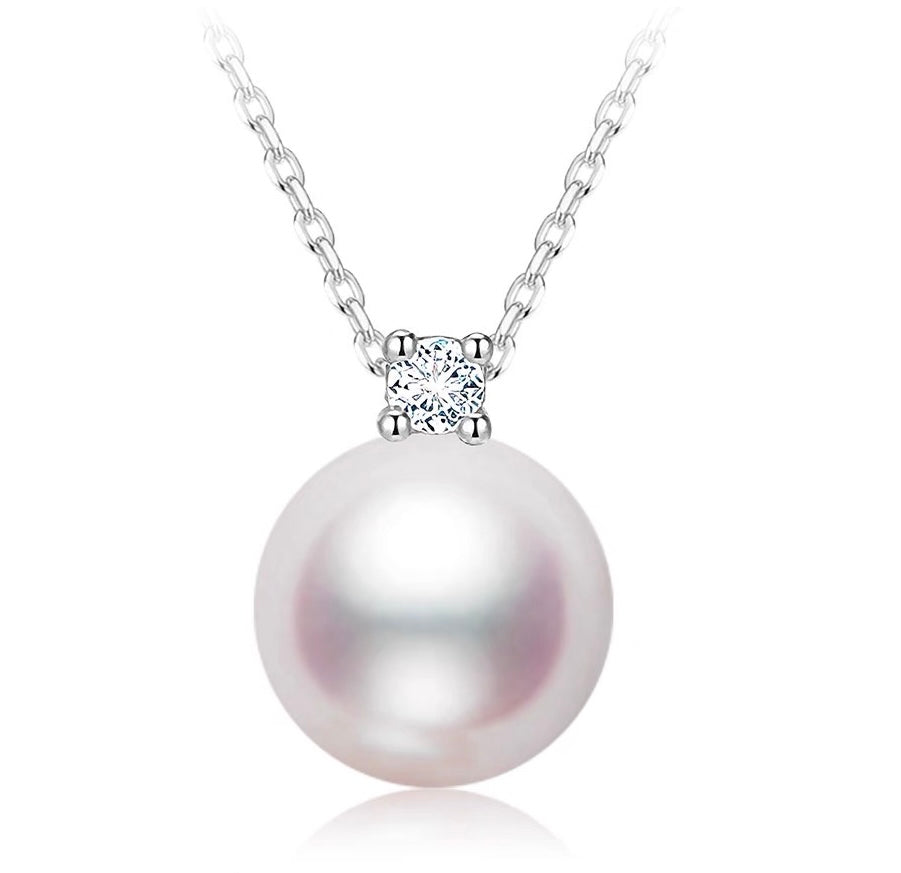 Califina Natural Seawater Akoya Pearl 7.5-8mm Necklace with S925 Silver Necklace