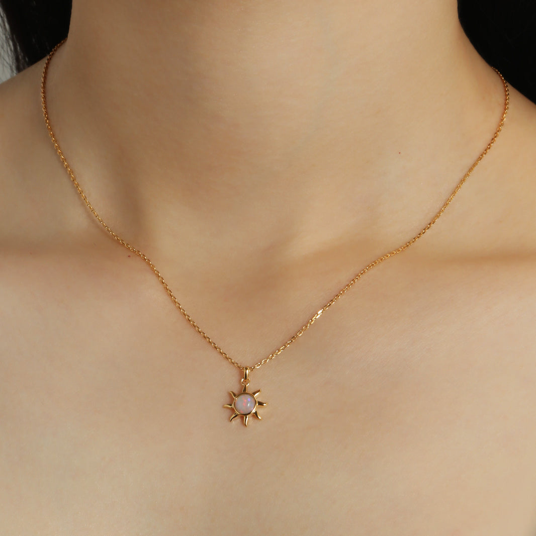 Califina S925 Sterling Silver Sun Shape with Fritillaria Necklace
