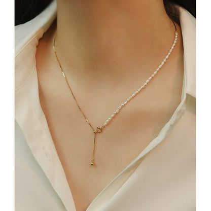 Califina S925 Sterling Silver Adjustable Freshwater Pearl Necklace