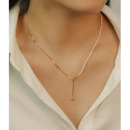 Califina S925 Sterling Silver Adjustable Freshwater Pearl Necklace