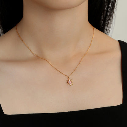 Califina S925 Sterling Silver Sun Shape with Fritillaria Necklace