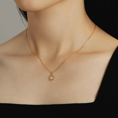 Califina S925 Sterling Silver Sun Shape with Fritillaria Necklace