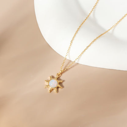 Califina S925 Sterling Silver Sun Shape with Fritillaria Necklace
