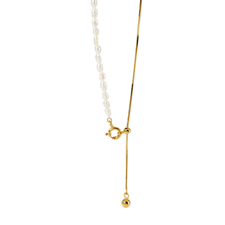 Califina S925 Sterling Silver Adjustable Freshwater Pearl Necklace