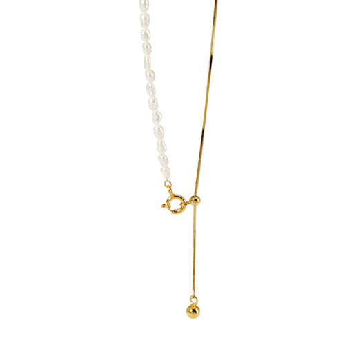 Califina S925 Sterling Silver Adjustable Freshwater Pearl Necklace