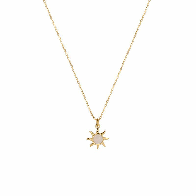 Califina S925 Sterling Silver Sun Shape with Fritillaria Necklace