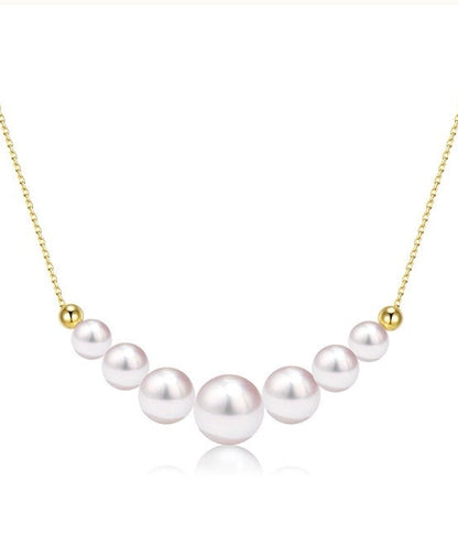 Califina Customized Natural Seawater Pearl 5-5.5mm 18K Gold-tone Necklace for Gift