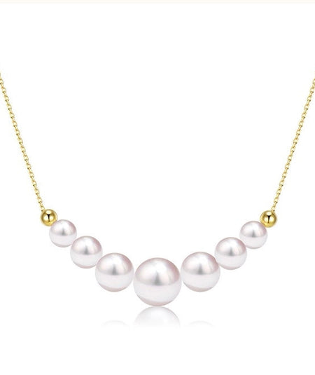Califina Customized Natural Seawater Pearl 5-5.5mm 18K Gold-tone Necklace for Gift