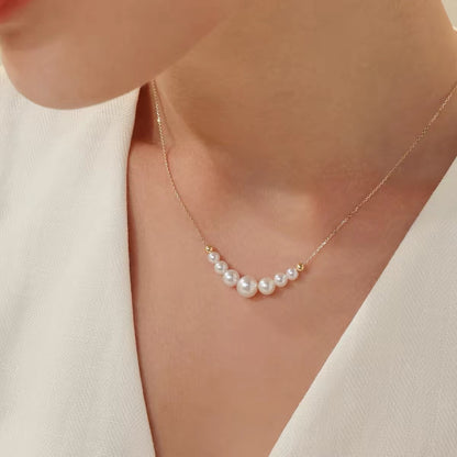 Califina Customized Natural Seawater Pearl 5-5.5mm 18K Gold-tone Necklace for Gift