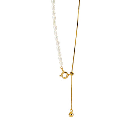 Califina S925 Sterling Silver Adjustable Freshwater Pearl Necklace