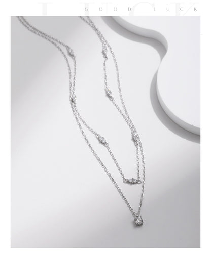 Sterling silver double layer moissanite necklace