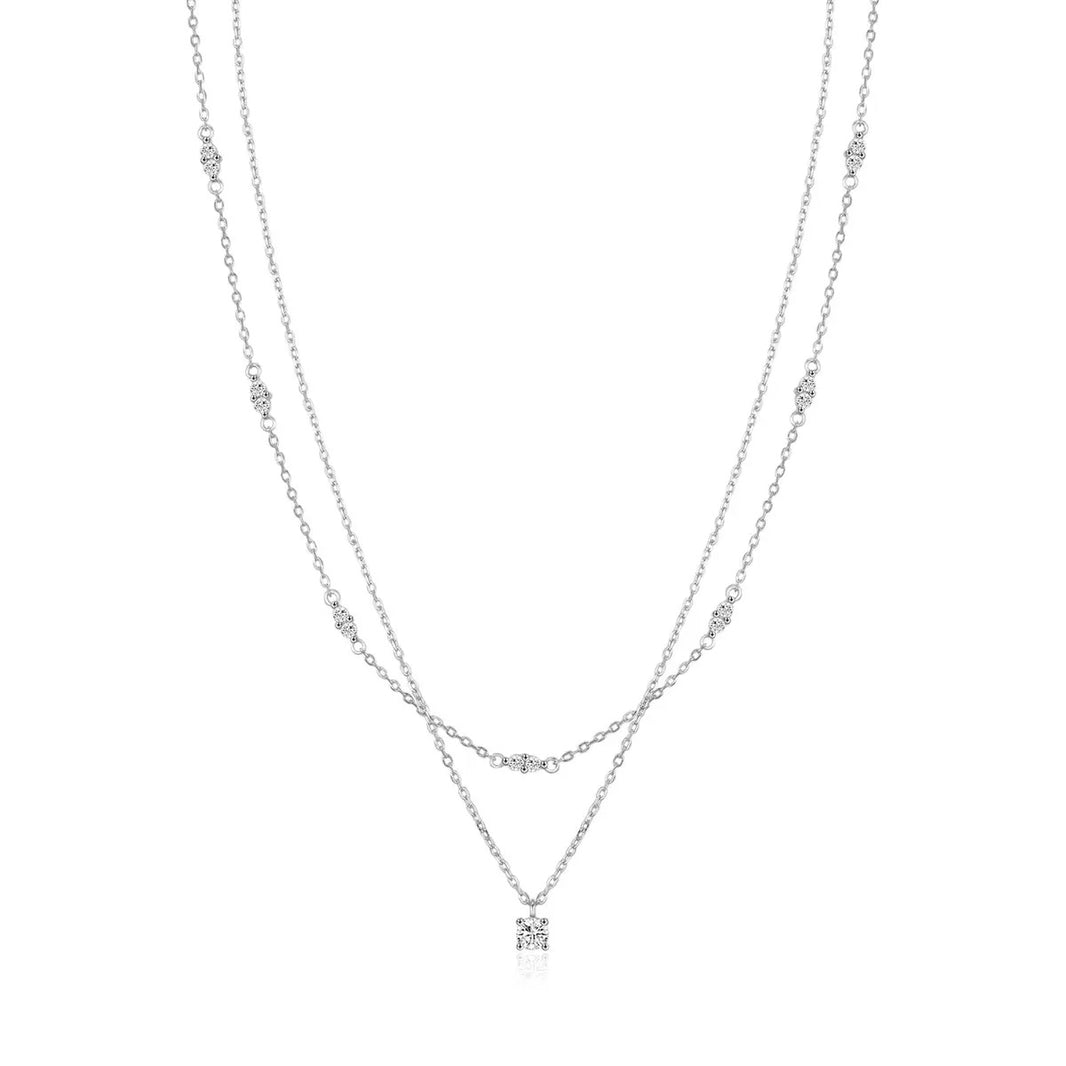 Sterling silver double layer moissanite necklace