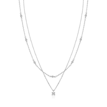 Sterling silver double layer moissanite necklace