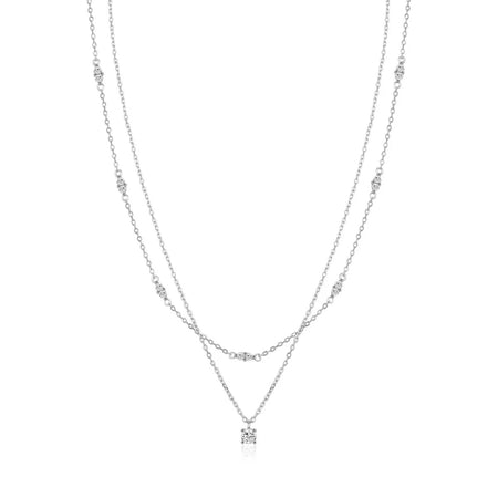 Sterling silver double layer moissanite necklace