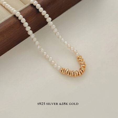 S925スターリングシルバー天然淡水パールチョーカーネックレス